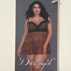 NWT ~ Dreamgirl's Animal Print Mesh Babydoll  (Size 3x / 24-26)